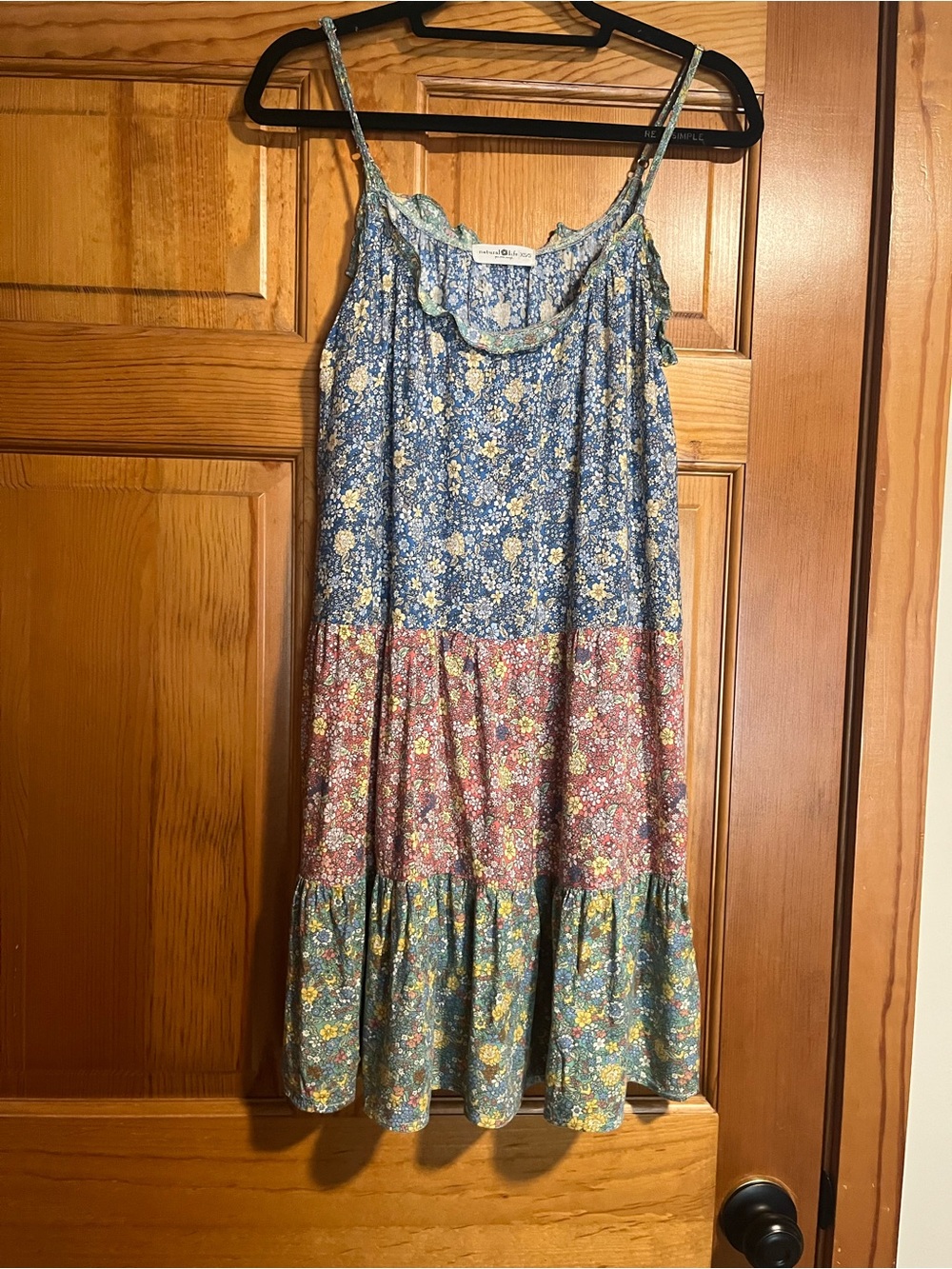 Natural Life XS/S Floral Patchwork Tiered Dress Boho Cottagecore Sundress